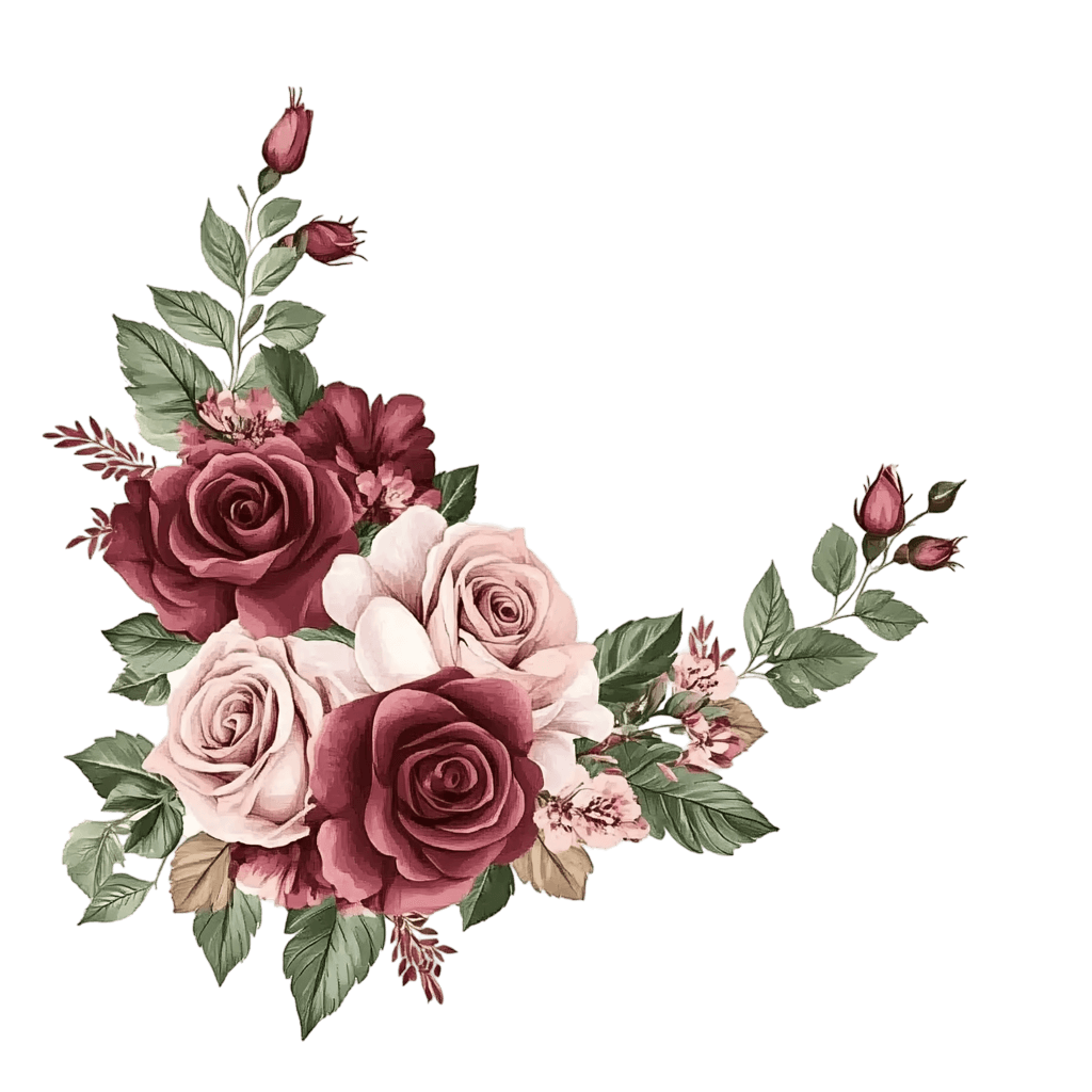 PNG Burgundy and Pink Roses Floral Corner Clipart by Multimedia Software (stockbyai) from nohat.cc