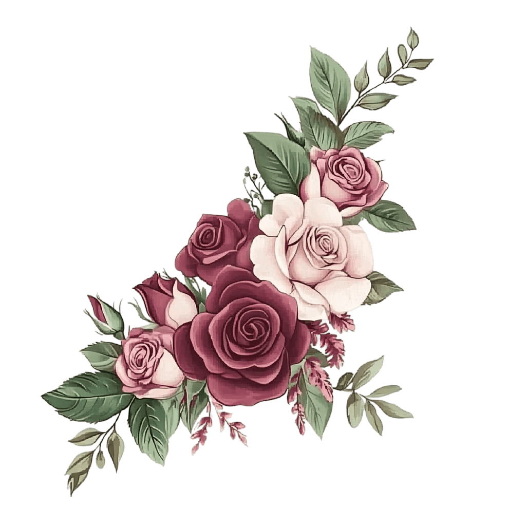 PNG Burgundy and Pink Roses Floral Corner Clipart by Multimedia Software (stockbyai) from nohat.cc