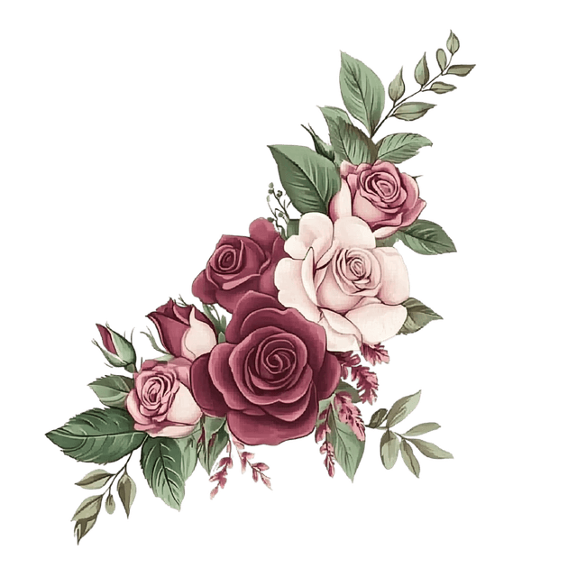 PNG Burgundy and Pink Roses Floral Corner Clipart by Multimedia Software (stockbyai) from nohat.cc