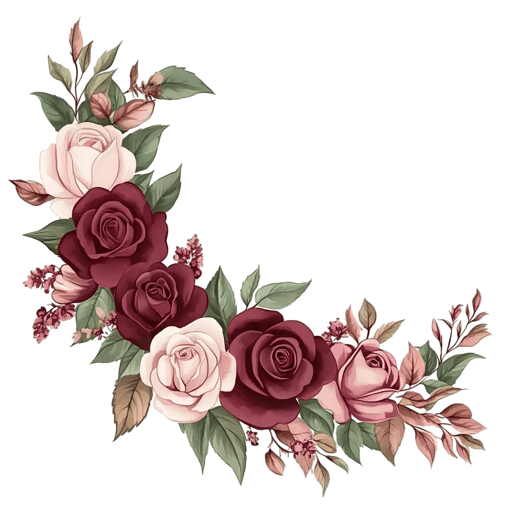 PNG Burgundy and Pink Roses Floral Corner Clipart by Multimedia Software (stockbyai) from nohat.cc